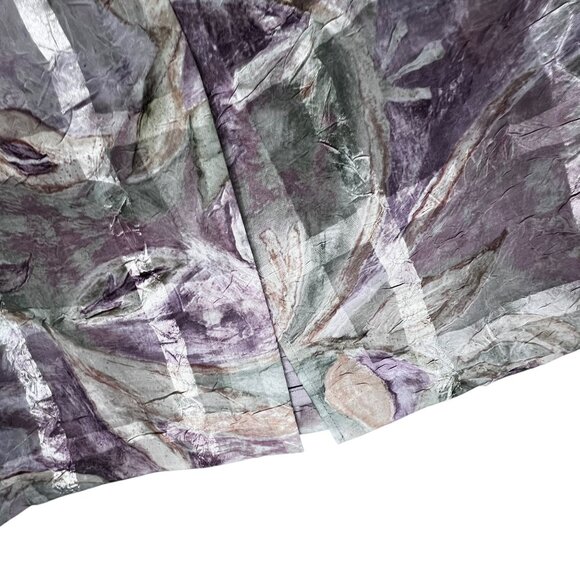 R&M Richards Sleeveless Floral Dress Textured Crinkle Lined Green Purple READ - Picture 4 of 10